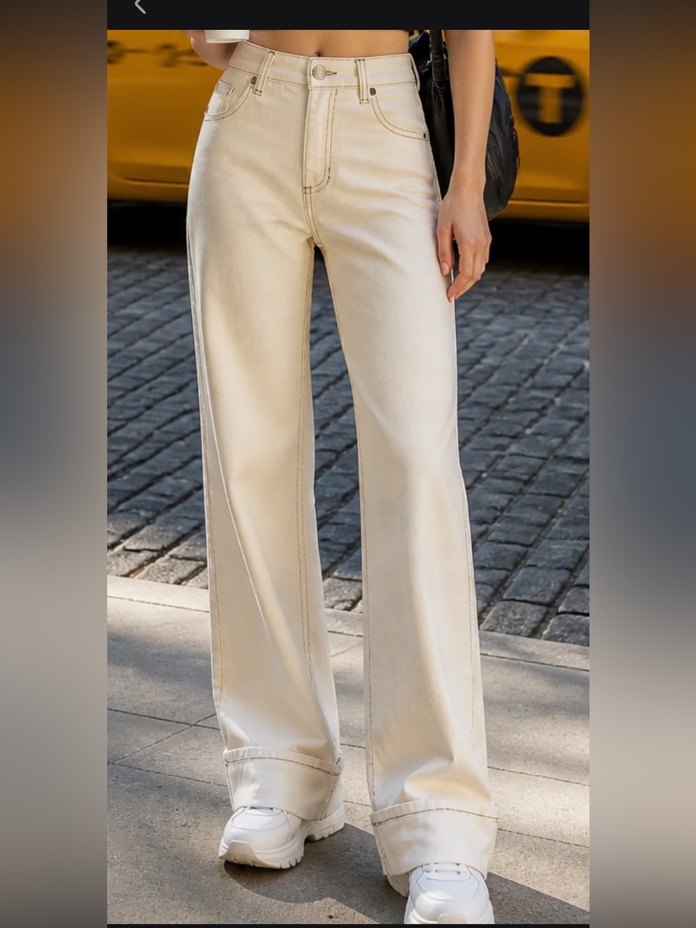 Fifteen Twenty Clara Cuffed Twill jeans High-Rise Wide-Leg Jeans NWT Size 10/30